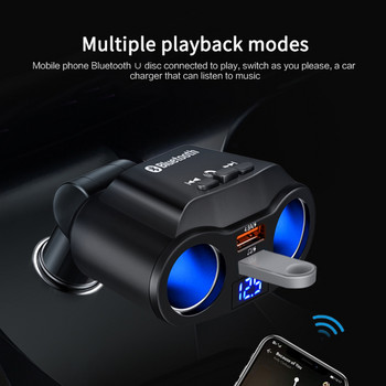Αυτοκίνητο Bluetooth 5.0 πομπός 5v2.1A Διπλή οθόνη USB LED Πολυλειτουργικός φορτιστής αυτοκινήτου Handsfree UDisk Αναπτήρας Αναπαραγωγή μουσικής