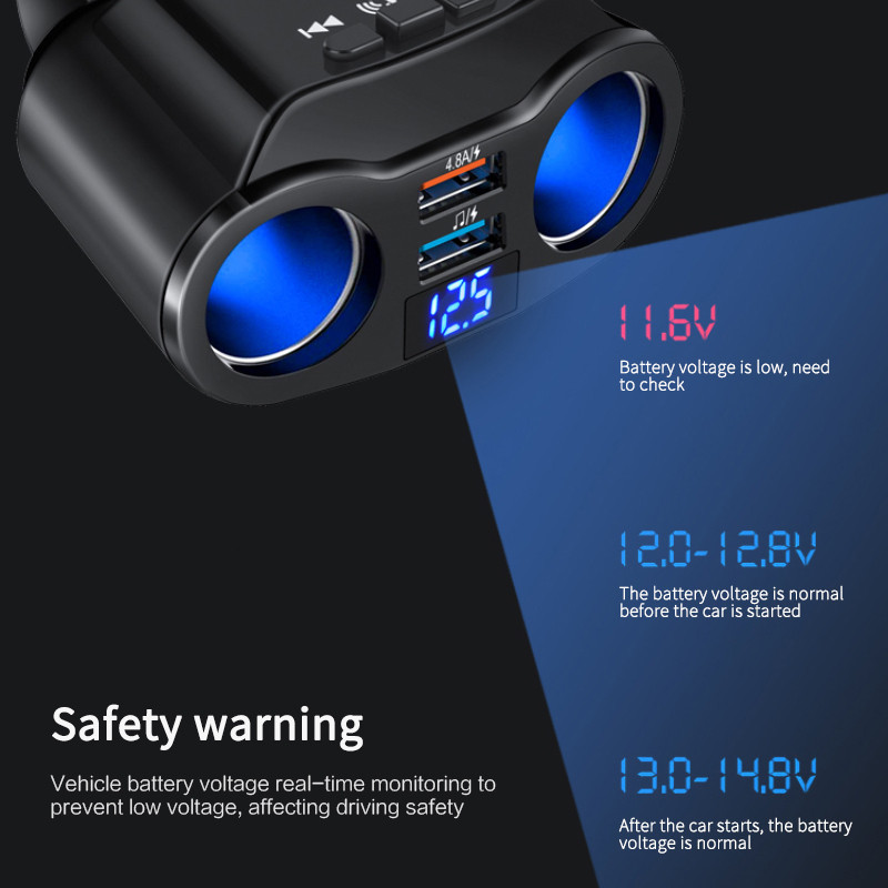 Automobilski Bluetooth 5.0 odašiljač 5v2.1A Dvostruki USB LED zaslon Višenamjenski auto punjač Handsfree UDisk Reprodukcija glazbe Upaljač