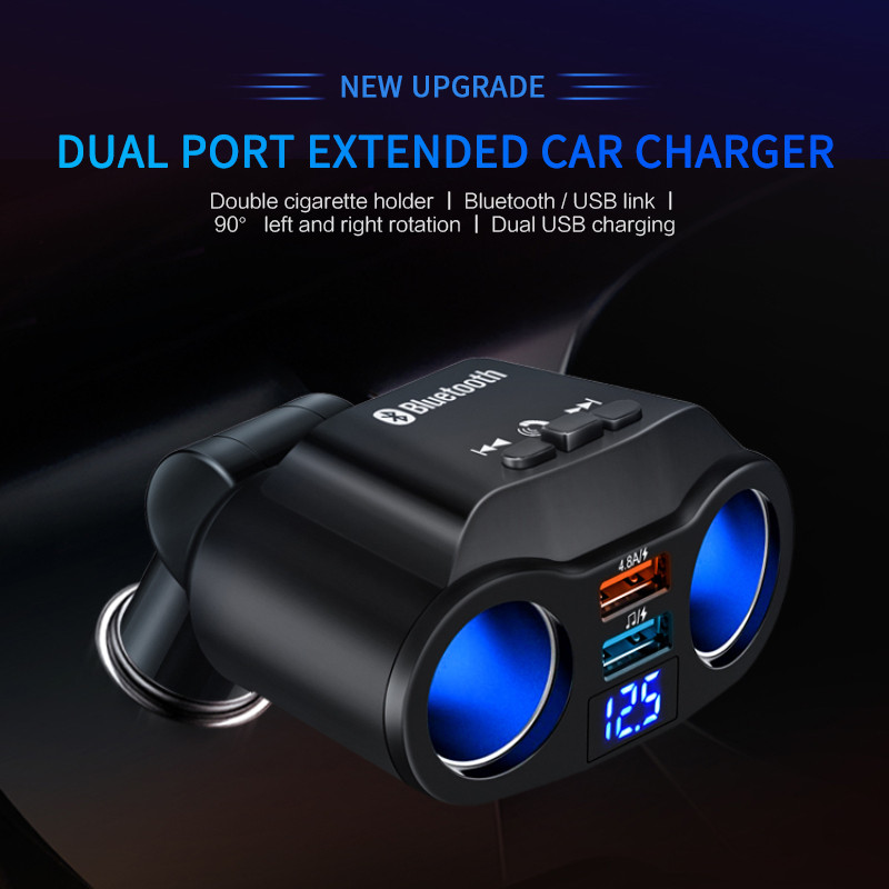 Automobilski Bluetooth 5.0 odašiljač 5v2.1A Dvostruki USB LED zaslon Višenamjenski auto punjač Handsfree UDisk Reprodukcija glazbe Upaljač