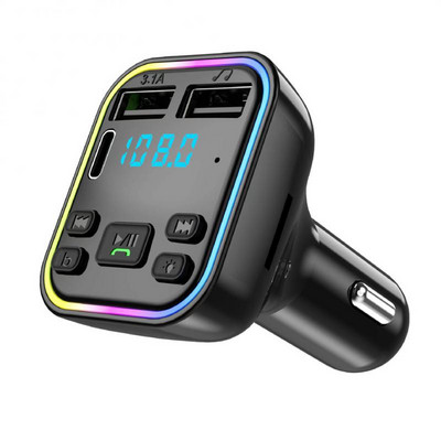 Автомобилен FM трансмитер Bluetooth 5.0 Handsfree MP3 плейър PD Type-C Dual USB 3.1A Бързо зарядно устройство DC 12V-24V Аудио приемник