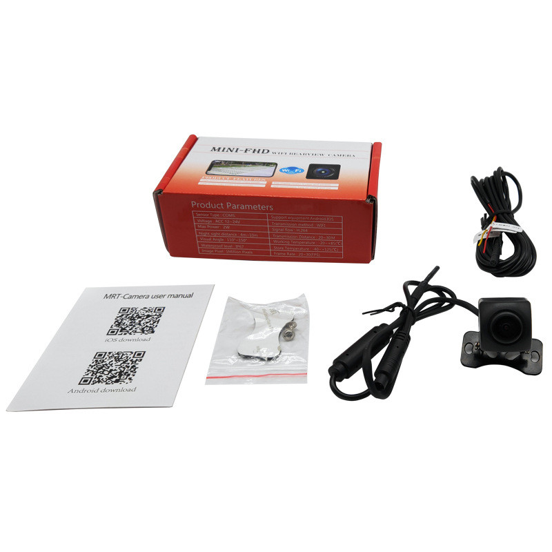 Belaidė automobilio galinio vaizdo kamera WIFI 170 laipsnių WiFi atbulinės eigos kamera Dash Cam HD naktinis matymas, skirtas iPhone Android 12V 24V automobiliams