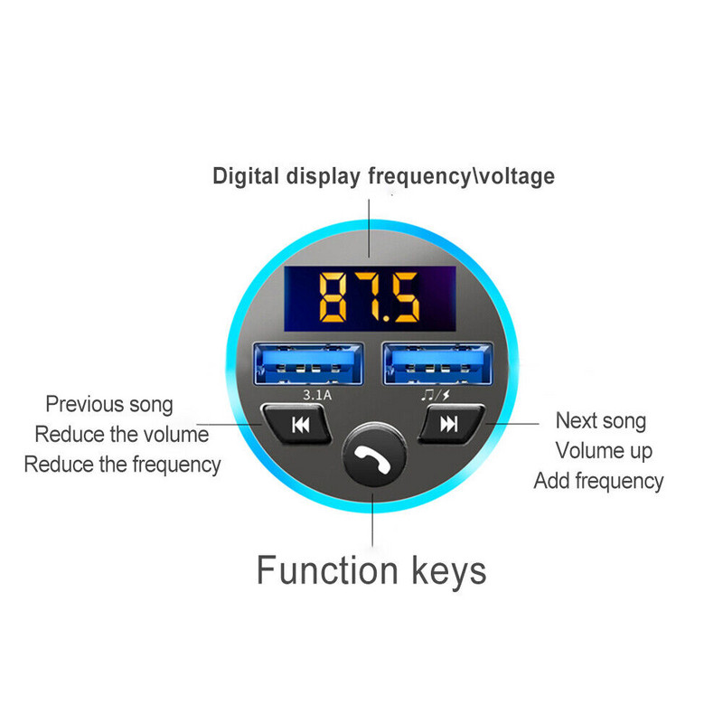 1 buc. Transmițător FM fără fir Mâini libere Kit auto Dual USB Încărcător rapid Radio MP3 Player Receptor audio fără fir Piesa auto