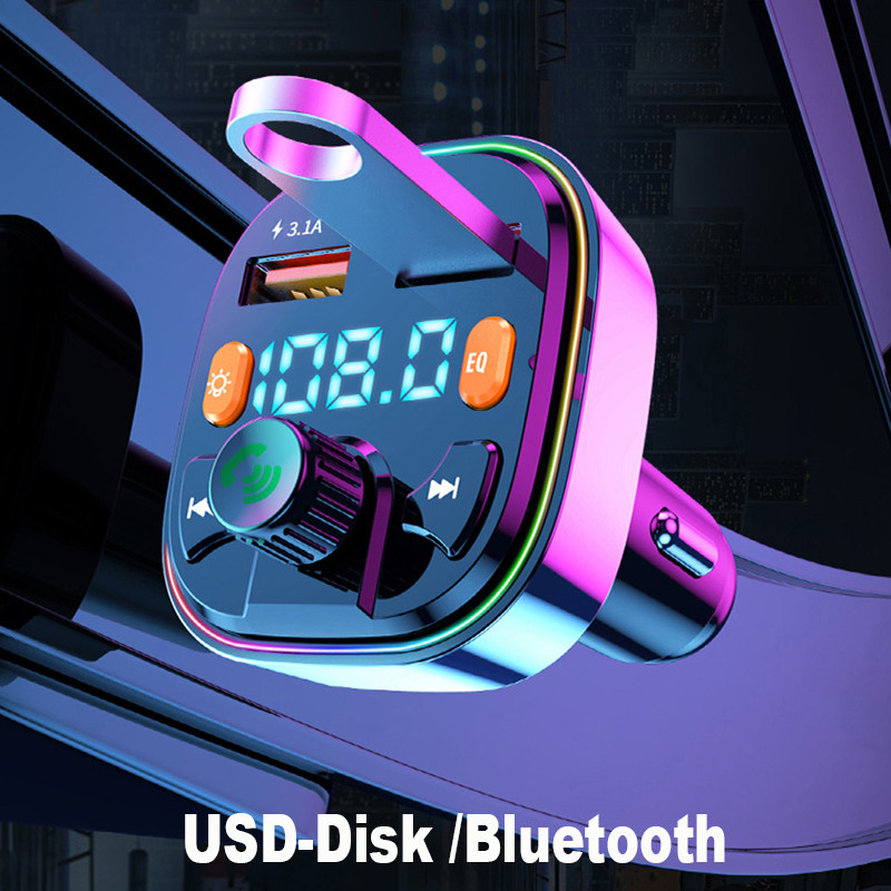 Bluetooth FM adó QC 3.0+PD Type C LED háttérvilágítás autós MP3 U lemezlejátszó kihangosító autós készlet Voltmérő Dupla USB gyorstöltő