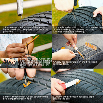 Нов професионален комплект инструменти за ремонт на автомобилни гуми с гумени ленти Комплект щепсели за пробиване на безкамерни гуми за камион, мотоциклет, велосипед