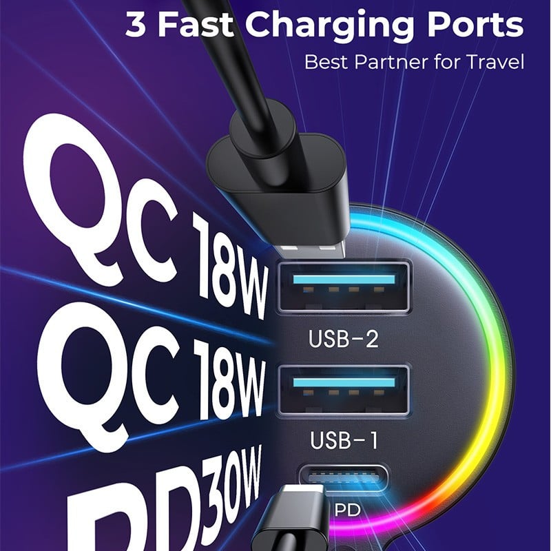 Bluetooth 5.3 FM Transmitt Bluetooth Car Adaptor încărcător auto PD&QC 3.0 FM Bluetooth Transmițător auto Modulator în mașină