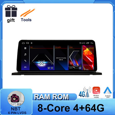 ID 8 Android 12 10,25" 1280*480P IPS ekranas, skirtas BMW 5 serijos F07 GT CIC NBT sistema 2011-2016 Carplay + Auto