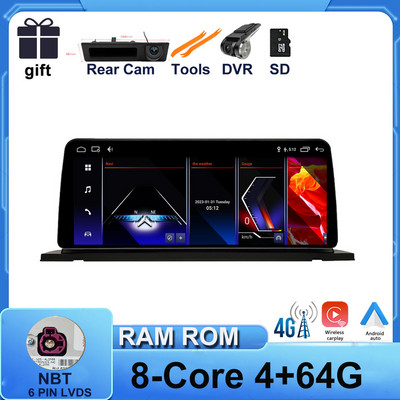 ID 8 Android 12 10,25" 1280*480P IPS ekranas, skirtas BMW 5 serijos F07 GT CIC NBT sistema 2011-2016 Carplay + Auto