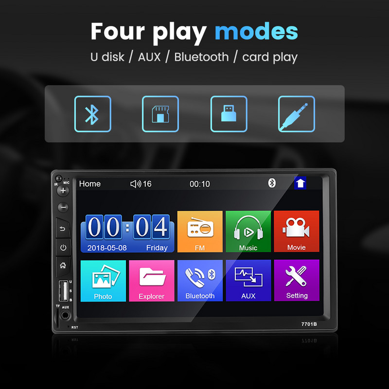 Stereo auto 2 din 2 DIN 7 inchi Radio auto Multimedia Player MP5 Bluetooth USB TF AUX-in Receptor radio multimedia Transmițător FM