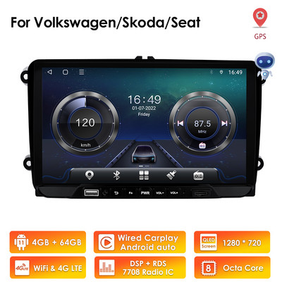 4G 64G Carplay 2 Din Android autórádiós GPS Volkswagen VW Passat B6 B7 CC Tiguan Touran GOLF POLO Seat Multimedia Autoradio készülékhez