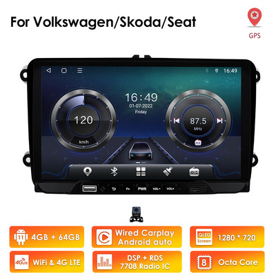 4G 64G Carplay 2 Din Android autórádiós GPS Volkswagen VW Passat B6 B7 CC Tiguan Touran GOLF POLO Seat Multimedia Autoradio készülékhez