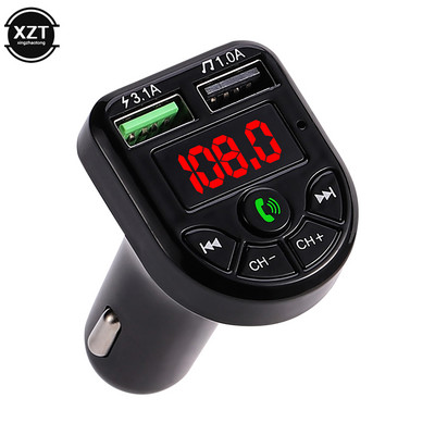E5 Автомобилен Bluetooth 5.0 FM трансмитер с LED светлина Автомобилен комплект Двойно USB зарядно за кола MP3 Автомобилен интелигентен музикален плейър Автомобилни аксесоари