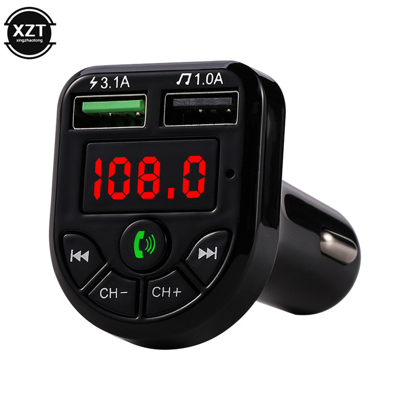 E5 autós Bluetooth 5.0 FM adó LED fényű autós készlettel, dupla USB autós töltővel MP3 autós okos zenelejátszó autós kiegészítők