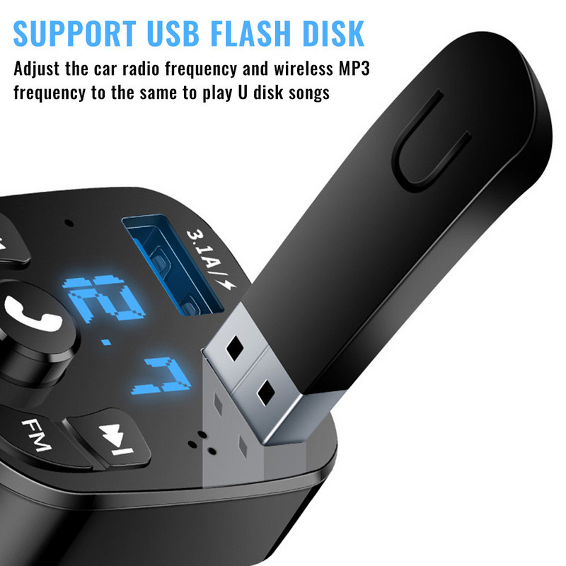 Bluetooth FM adó autós töltő Audio Dual USB autós MP3 lejátszó autorádió kihangosító töltő 3.1A gyorstöltő