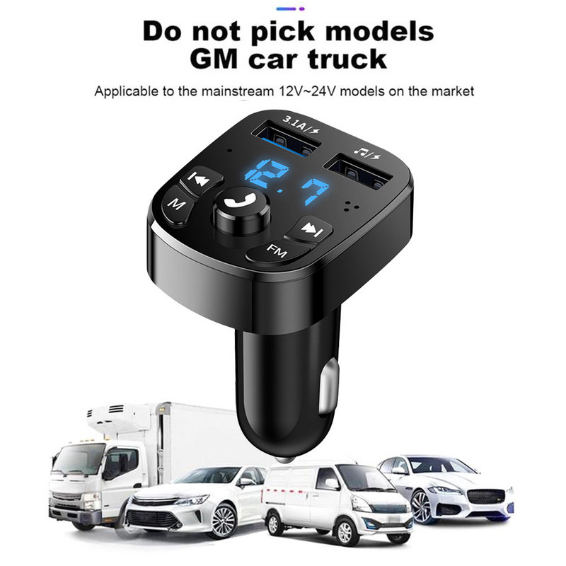 Bluetooth FM adó autós töltő Audio Dual USB autós MP3 lejátszó autorádió kihangosító töltő 3.1A gyorstöltő
