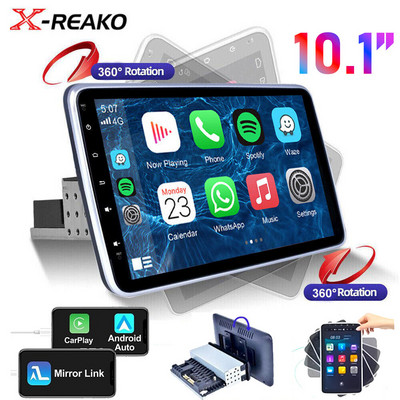 X-REAKO 10.1 INCH Andriod 11 1 Din Автомобилен мултимедиен плейър Carplay 360C ротация GPS навигация Bluetooth Wifi USB FM Mirror Link