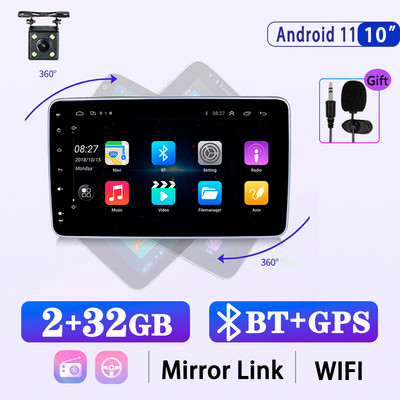 X-REAKO 10,1 INCH Andriod 11 1 Din Car Συσκευή αναπαραγωγής πολυμέσων Carplay 360C Περιστροφή Πλοήγηση GPS Bluetooth Wifi USB FM Mirror Link