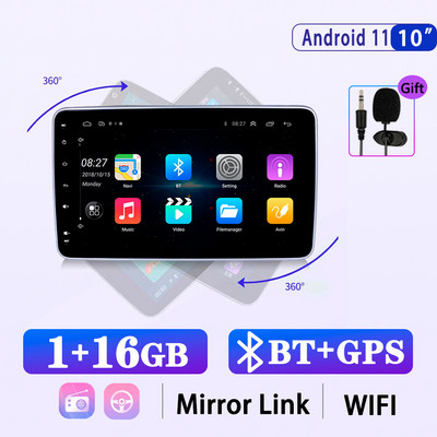 X-REAKO 10,1 INCH Andriod 11 1 Din Car Συσκευή αναπαραγωγής πολυμέσων Carplay 360C Περιστροφή Πλοήγηση GPS Bluetooth Wifi USB FM Mirror Link