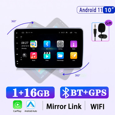 X-REAKO 10,1 INCH Andriod 11 1 Din Car Συσκευή αναπαραγωγής πολυμέσων Carplay 360C Περιστροφή Πλοήγηση GPS Bluetooth Wifi USB FM Mirror Link
