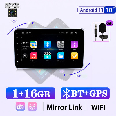 X-REAKO 10,1 INCH Andriod 11 1 Din Car Συσκευή αναπαραγωγής πολυμέσων Carplay 360C Περιστροφή Πλοήγηση GPS Bluetooth Wifi USB FM Mirror Link