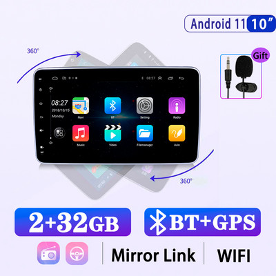 X-REAKO 10,1 INCH Andriod 11 1 Din Car Συσκευή αναπαραγωγής πολυμέσων Carplay 360C Περιστροφή Πλοήγηση GPS Bluetooth Wifi USB FM Mirror Link