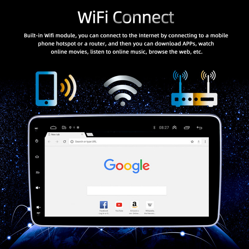 X-REAKO 10,1 INCH Andriod 11 1 Din Car Συσκευή αναπαραγωγής πολυμέσων Carplay 360C Περιστροφή Πλοήγηση GPS Bluetooth Wifi USB FM Mirror Link