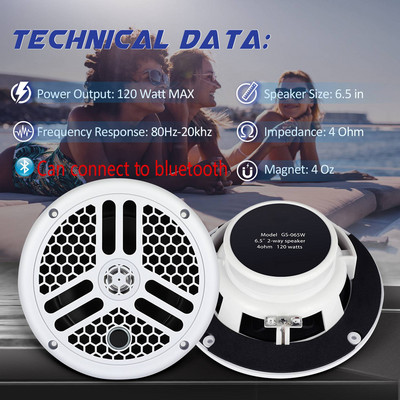 Difuzor principal Marin Difuzor rezistent la apă Barcă Difuzoare exterioare SPA Piscina ATV Cărucior de golf Yacht Motocicletă Jet Ski