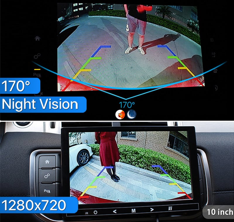 GreenYi 170° 1080P autós tolatókamera AHD halszem objektív, nincs LED hátrameneti jármű Black Night Vision vízálló univerzális