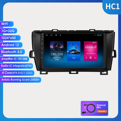 Hizpo 2 Din радио за кола за Toyota Prius 3 2009-2015 Android 12 Carplay Мултимедиен плейър GPS навигация BT Стерео RDS 4G DSP IPS