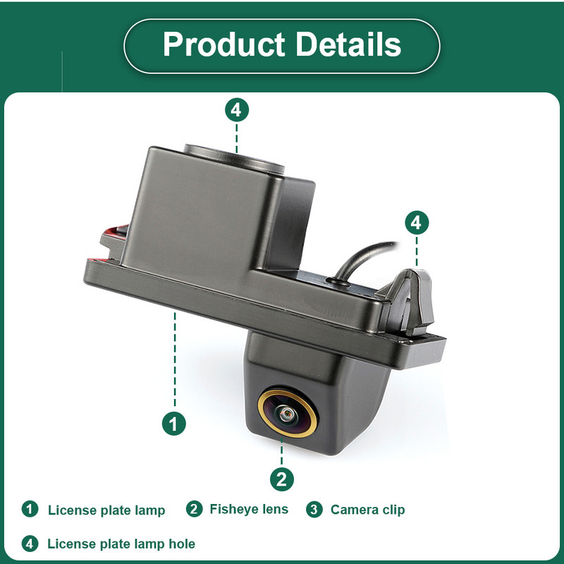 GreenYi 170° AHD 1080P plokštelinis žibintas automobilio galinio vaizdo kamera, skirta Ssangyong Rexton Lester Kyron Korando 2011–2014 m.