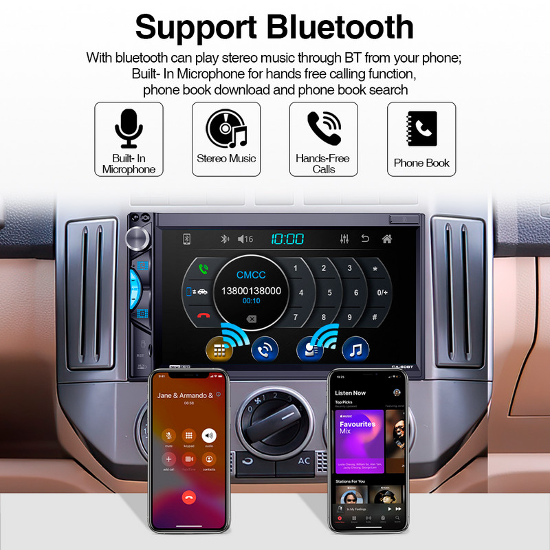 Radio universal de 7 inchi CarPlay și player multimedia Android Auto FM MP5 Bluetooth GPS Navigare pentru Nissan Toyota VW Honda