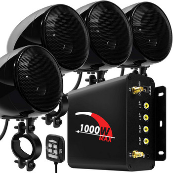1000 W усилвател 4 високоговорителя Водоустойчив мотоциклет Аудио ATV UTV Лодка Bluetooth Стерео система с FM радио, USB, AUX, SD карта Mp3