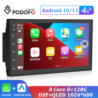 Podofo 8G 128G Автомобилно радио GPS 2 din Android 10.0 Auto Carplay Universal 7" за Volkswagen Nissan Hyundai Toyota Мултимедиен плейър