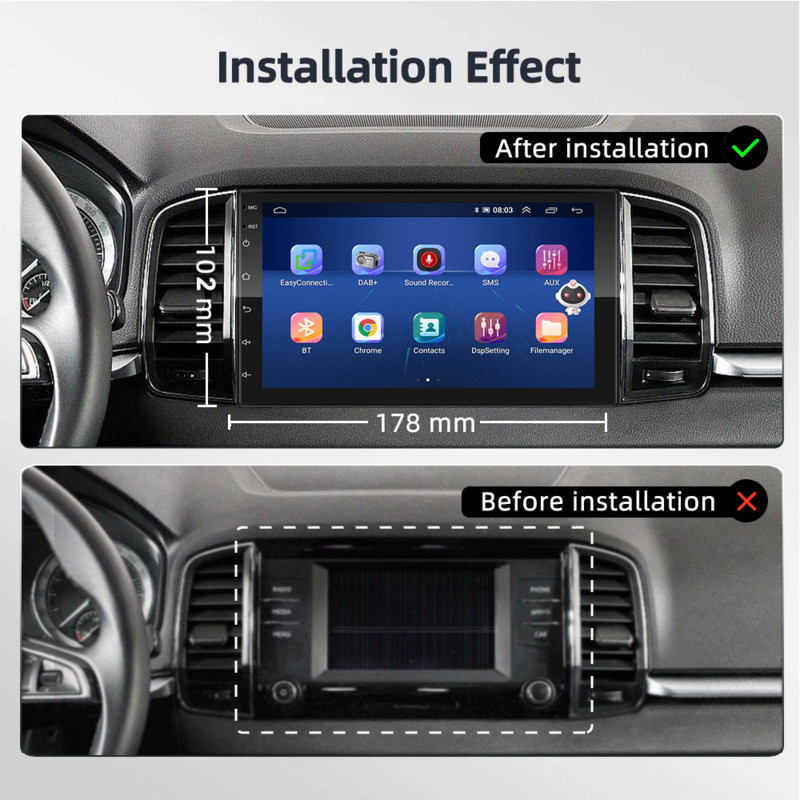 Podofo 8G 128G automobilinis radijas GPS 2 din Android 10.0 Auto Carplay Universal 7" skirtas Volkswagen Nissan Hyundai Toyota Multimedia Player