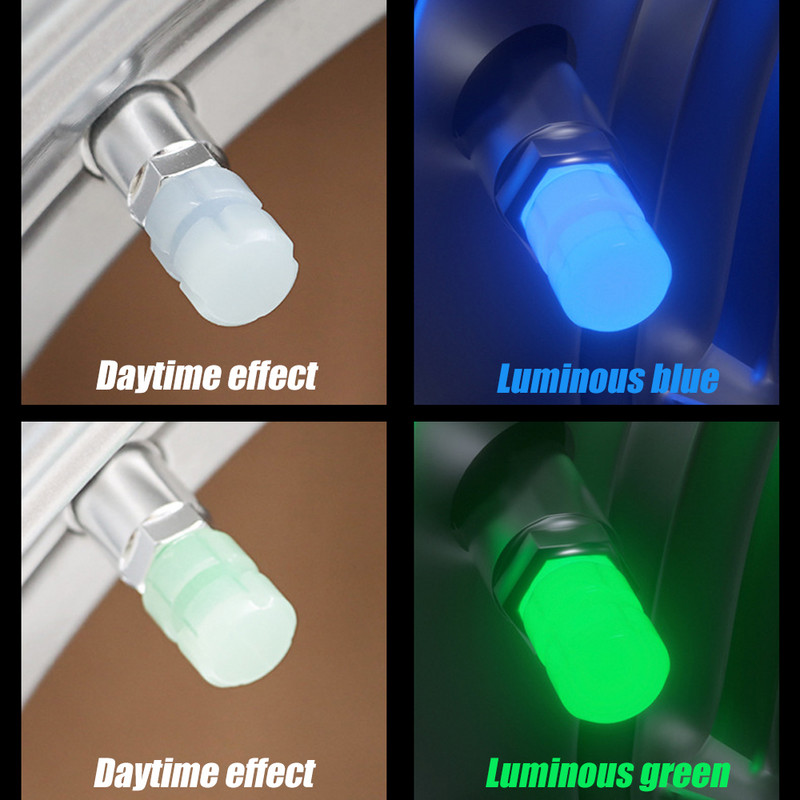 Capace de supapă luminoase, mașină strălucitoare, motocicletă, stil pentru roți de bicicletă, butuc de anvelope, capac luminos, decor, capace de tijă de supapă fluorescente