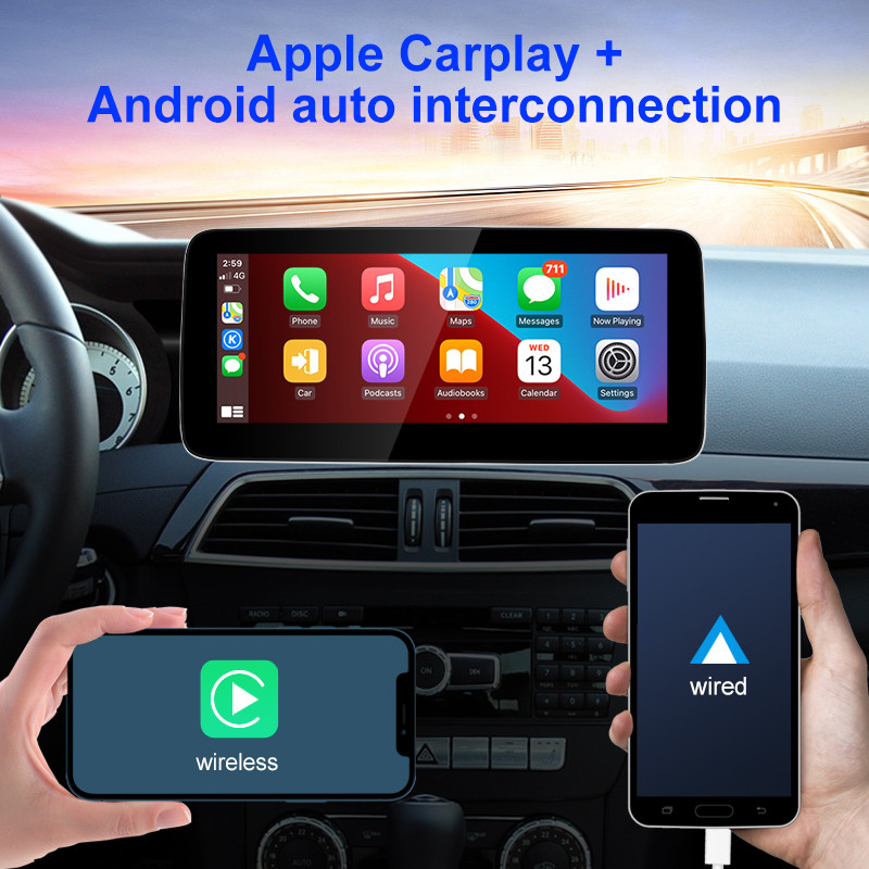 Android 11 AUTO Carplay Mercedes Benz C Class W204 S204 2011-2013 navigációs autós videolejátszóhoz Bluetooth multimédiás képernyő