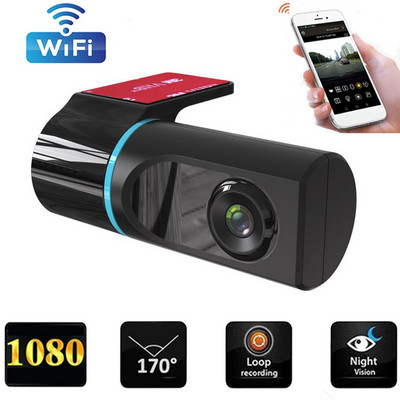WIFI mini autós felvevő Vedio 1080P WIFI DVR ADAS Dash kamera autós DVR kamera felvevő DashCam Android autórádióhoz