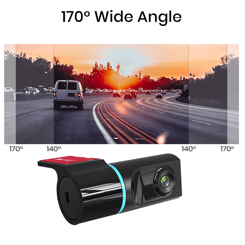 WIFI mini automobilinis įrašymo įrenginys „Vedio 1080P WIFI DVR ADAS Dash Camera“ automobilio DVR kameros įrašymo įrenginys „DashCam“, skirtas „Android“ automobilio radijui