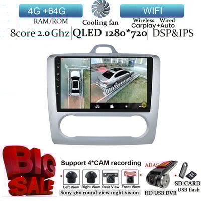 Player Radio Auto Android 12 pentru Ford Focus Exi AT Mk2 2 3 2004-2011 Player Multimedia Stereo Auto Navigare GPS 2 Din 4G LTE