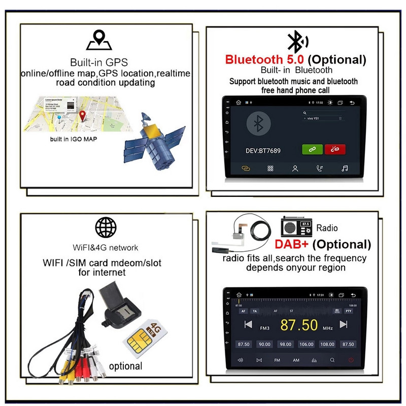 Player Radio Auto Android 12 pentru Ford Focus Exi AT Mk2 2 3 2004-2011 Player Multimedia Stereo Auto Navigare GPS 2 Din 4G LTE