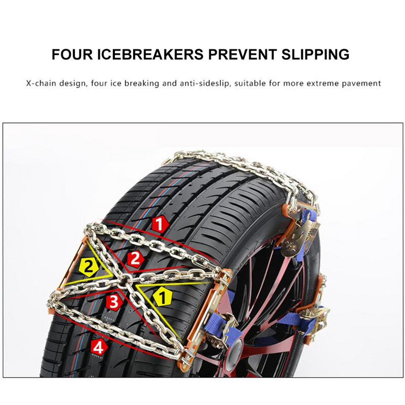 2X Anvelope Auto Antiderapante Lanț de oțel Spikes de iarnă Cadenas Para Nieve Pentru Lanțuri Anvelope Ploaie Instrument de iarnă Anvelope pentru Mașină Mașină Camion SUV
