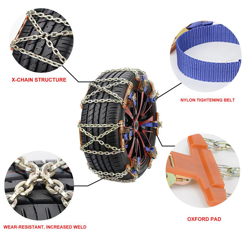 2X Anvelope Auto Antiderapante Lanț de oțel Spikes de iarnă Cadenas Para Nieve Pentru Lanțuri Anvelope Ploaie Instrument de iarnă Anvelope pentru Mașină Mașină Camion SUV