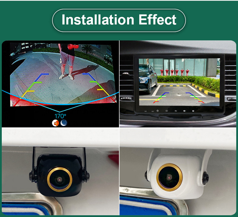 Universal 170 de grade CVBS AHD 1920x1080P Carcasă din aliaj de zinc Lentile ochi de pește auriu Cameră de parcare de rezervă pentru vehicul cu vedere din spate