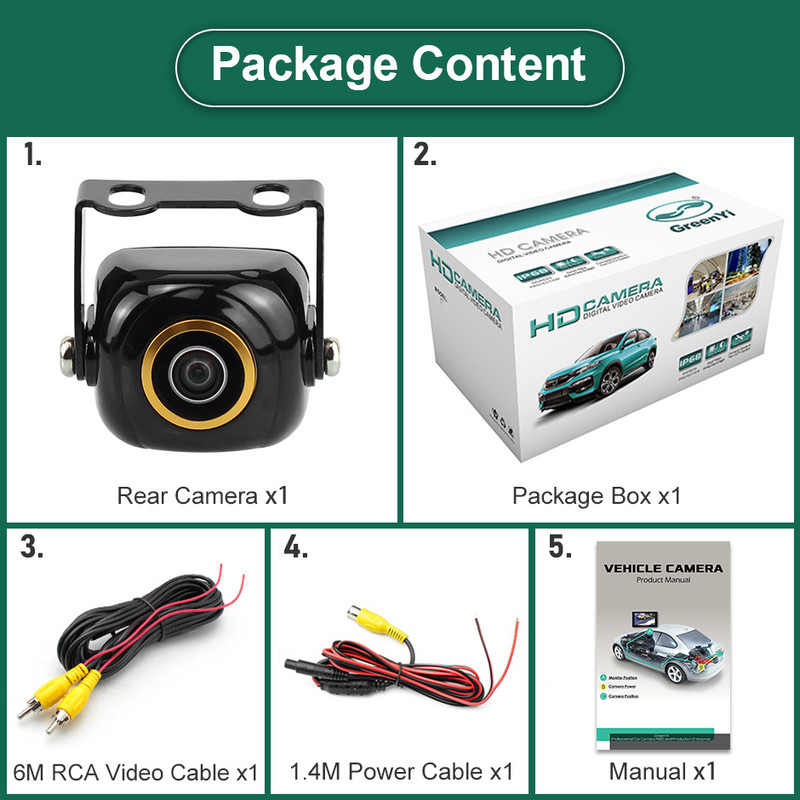 Universal 170 de grade CVBS AHD 1920x1080P Carcasă din aliaj de zinc Lentile ochi de pește auriu Cameră de parcare de rezervă pentru vehicul cu vedere din spate
