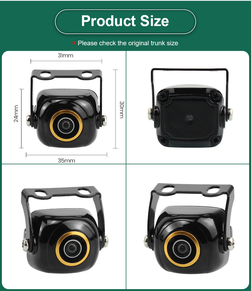Universal 170 de grade CVBS AHD 1920x1080P Carcasă din aliaj de zinc Lentile ochi de pește auriu Cameră de parcare de rezervă pentru vehicul cu vedere din spate