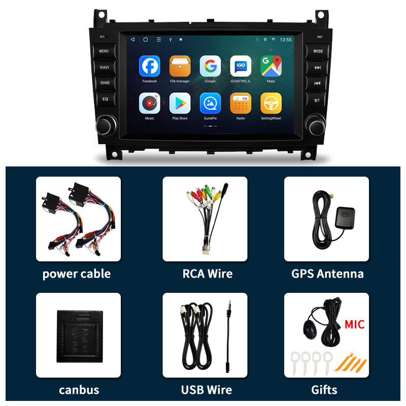 8 inch Android Car Multimedia Player Radio GPS pentru Mercedes Benz C-Class W203/CLC CarPlay AUTO Wifi 4G 8Core Navi Stereo BT