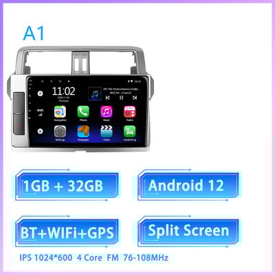 JIULUNET 8 nuclee Radio Auto Android 12 pentru Toyota Land Cruiser Prado 150 2013 - 2017 Player Multimedia Navigare Carplay AUTO