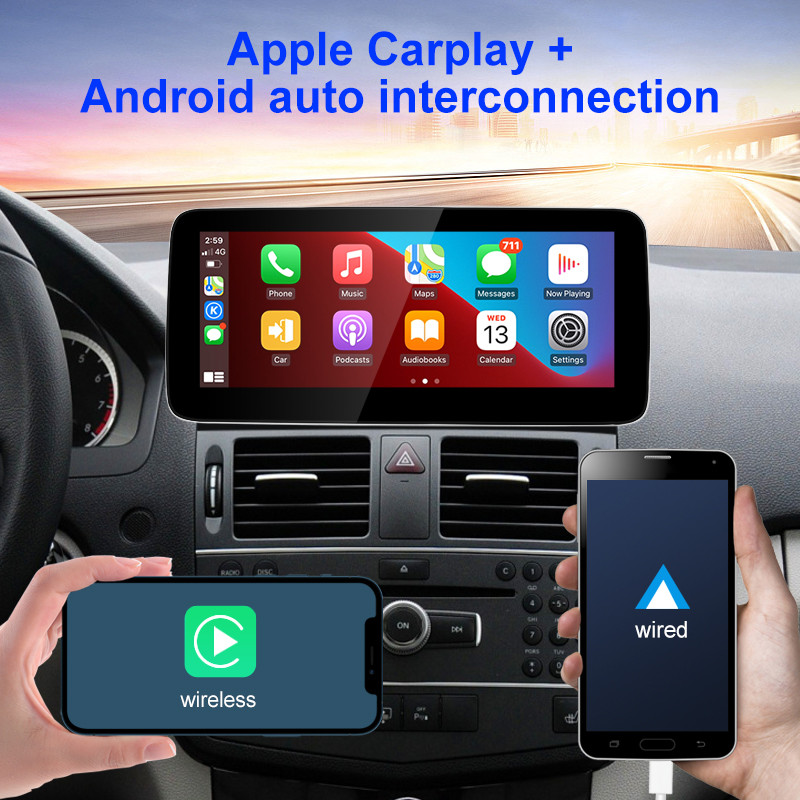 Gyári ár Mercedes Class C W204 autós multimédiás Bluetooth rádió sztereó lejátszó Caplay Android többfunkciós WIFI 4G képernyő