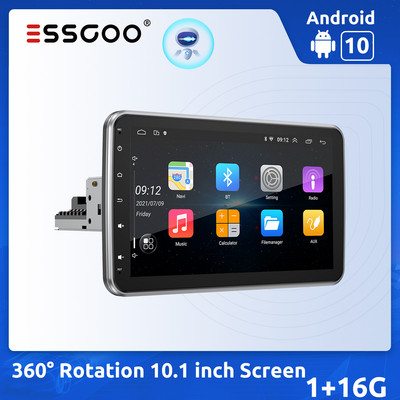 ESSGOO 10,1-инчов 360° въртящ се екран радио за кола 1 Din Android Bluetooth GPS стерео мултимедиен плейър Mirrorlink FM MP5 WiFi
