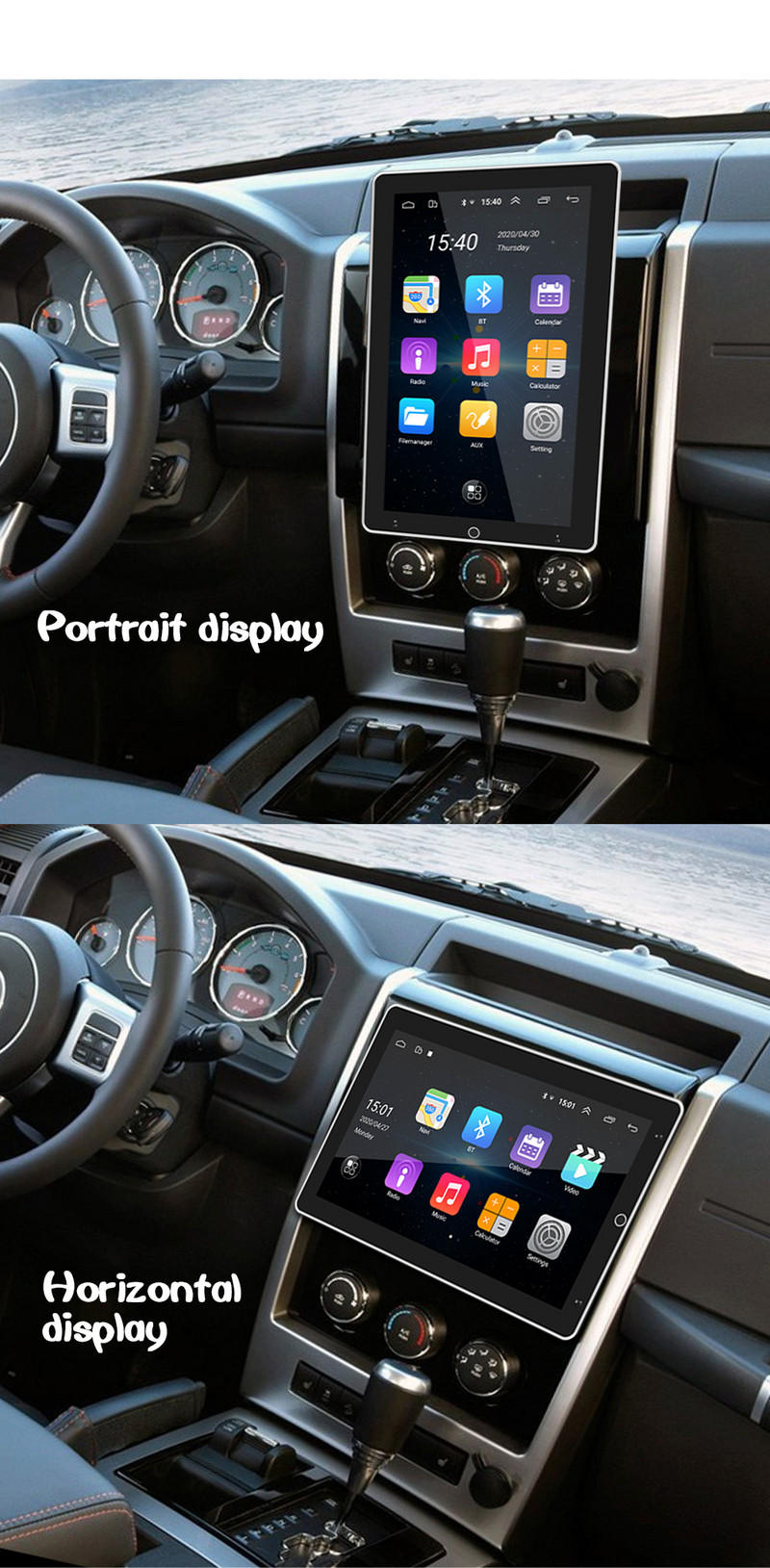 ESSGOO 10,1 colio 360° pasukamas ekranas automobilinis radijas 1 din Android Bluetooth GPS stereo daugialypės terpės grotuvas Mirrorlink FM MP5 WiFi