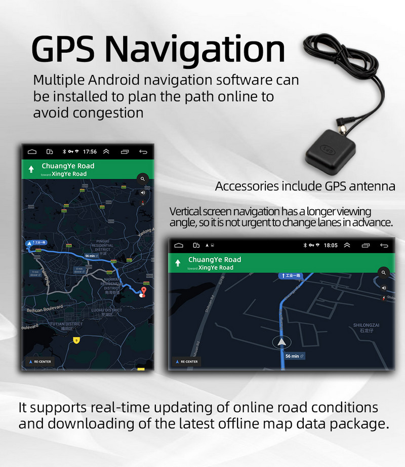 ESSGOO 10,1 colio 360° pasukamas ekranas automobilinis radijas 1 din Android Bluetooth GPS stereo daugialypės terpės grotuvas Mirrorlink FM MP5 WiFi